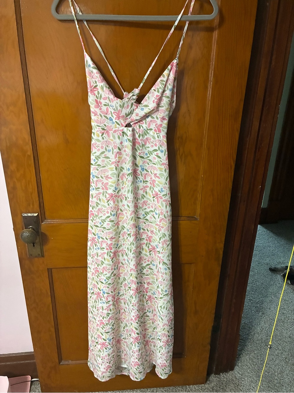 🎉 4/$25 NWT Zaful Floral Spaghetti-Strap Maxi Dress - Pink & Green